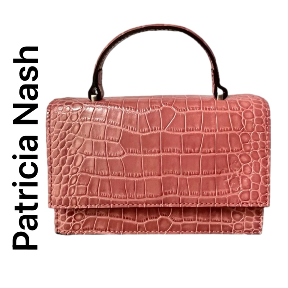 Patricia Nash Handbags - Patricia NASH Goring Leather Embossed Croc Top Handle/Crossbody Bag Old Rose NWT